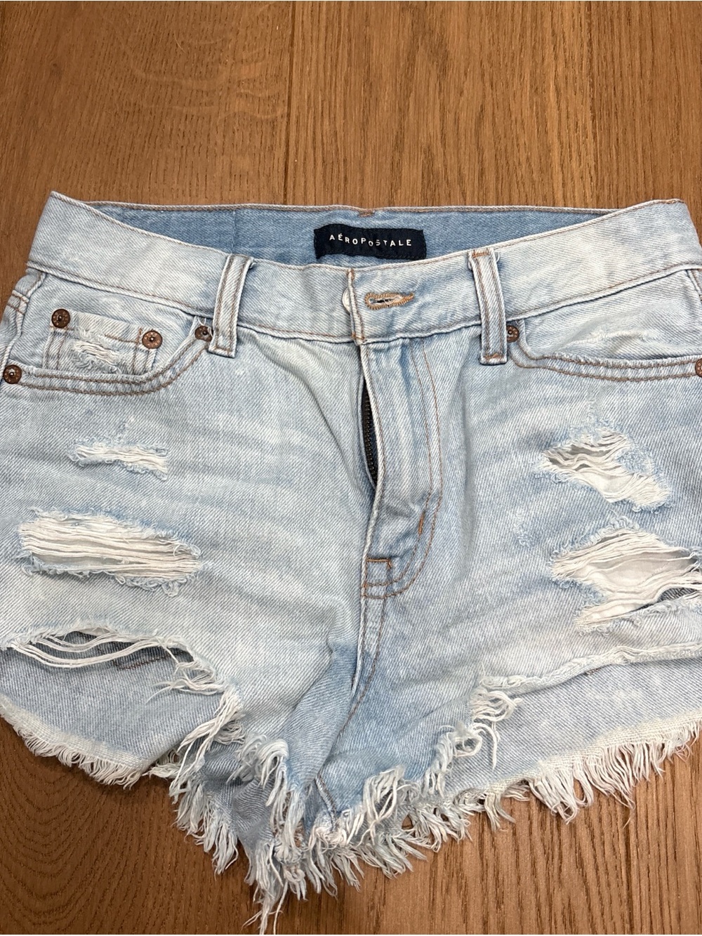 Aeropostale Light Wash Distressed Denim Cutoff Shorts